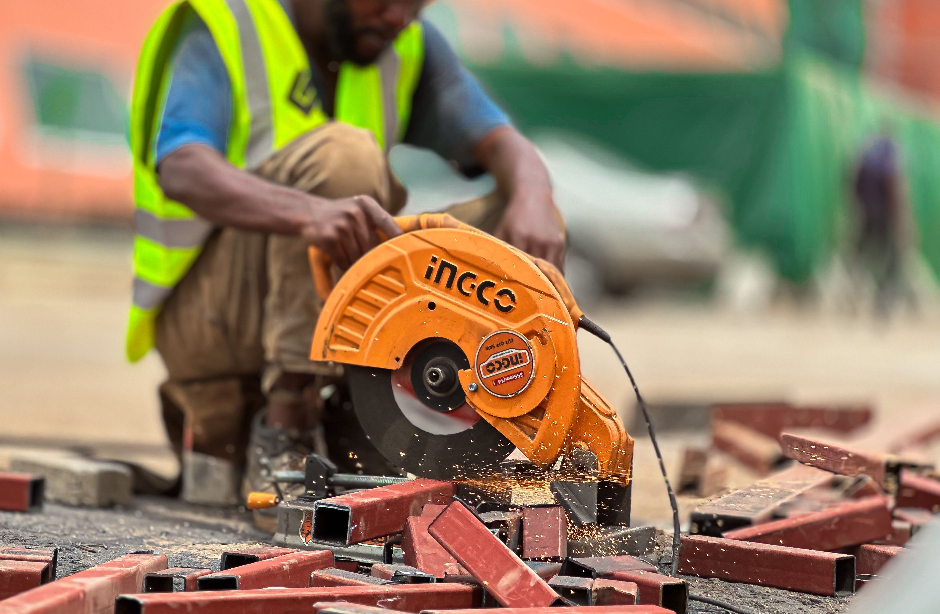 Satisfied customer using purchased tools for a home improvement project